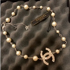 Chanel Pearl Logo Necklace
